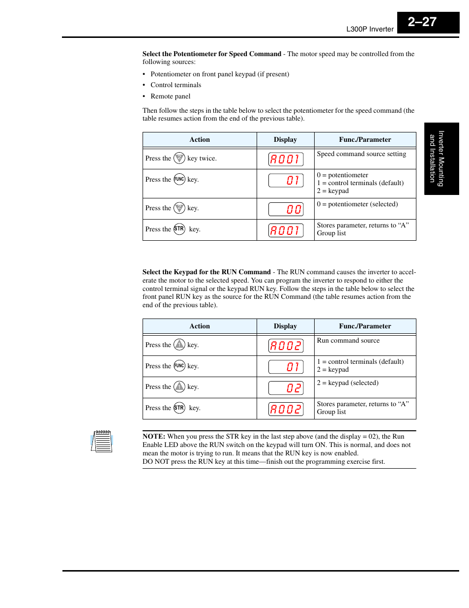 A 0 0 1, A 0 0 2 | Hitachi L300P User Manual | Page 66 / 264