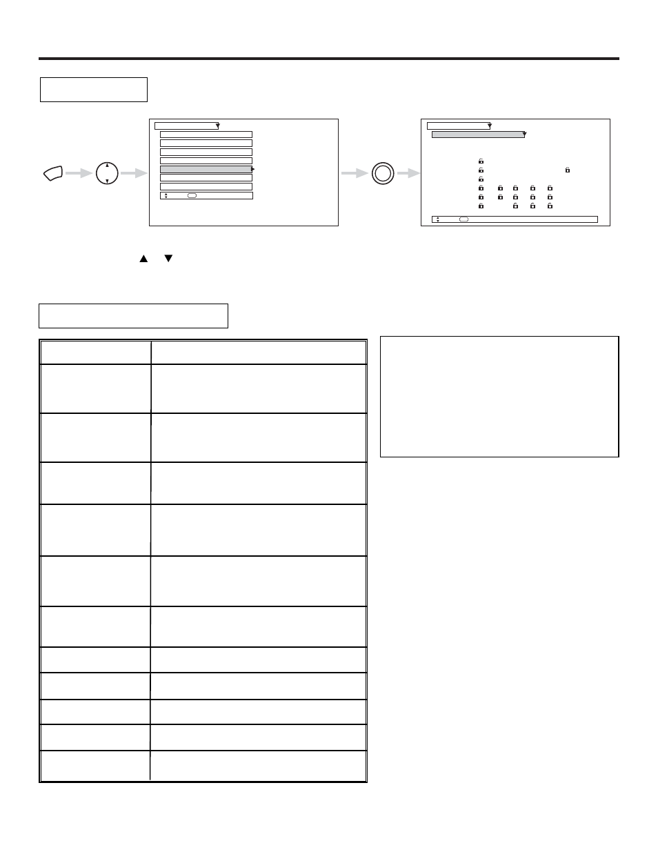 Locks, Tv-y tv-y7 tv-g tv-pg tv-14 tv-ma | Hitachi 46W500 User Manual | Page 52 / 92