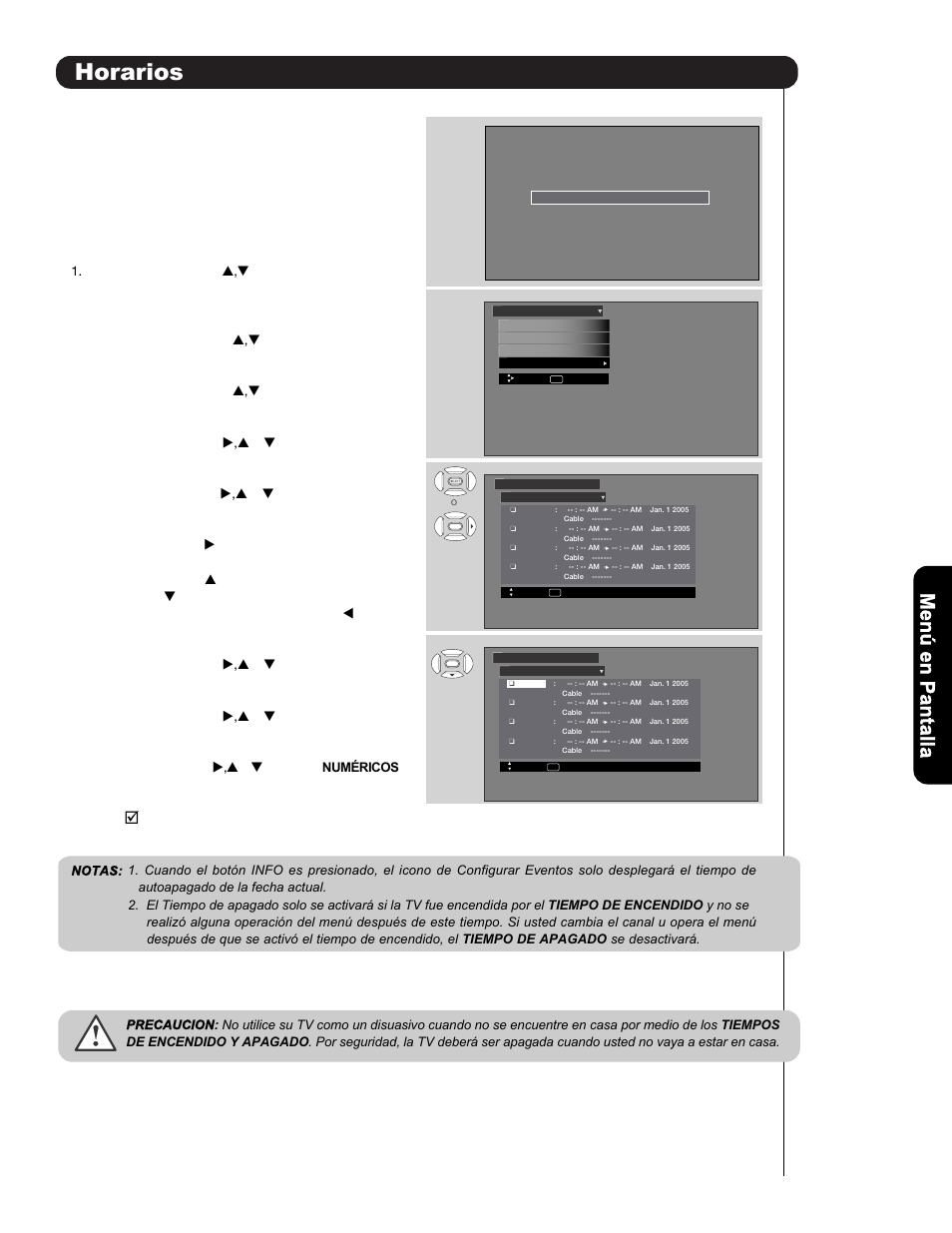 Horarios | Hitachi P50H401 User Manual | Page 113 / 144