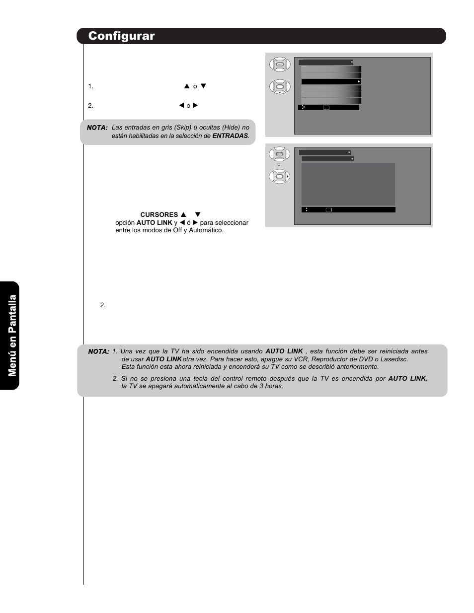 Configurar, Menú en pantalla | Hitachi P50H401 User Manual | Page 116 / 144