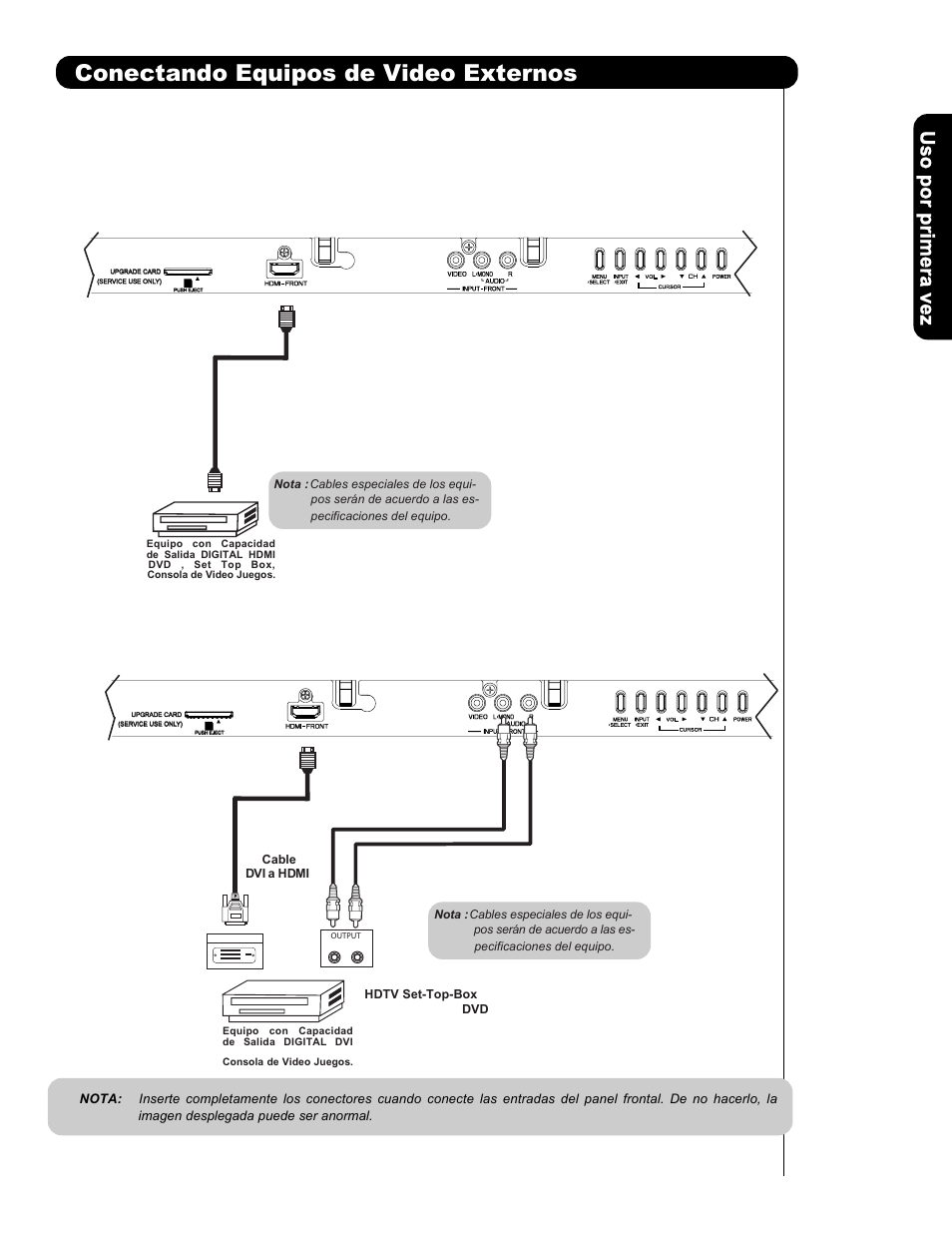 Conectando equipos de video externos | Hitachi P50H401 User Manual | Page 79 / 144