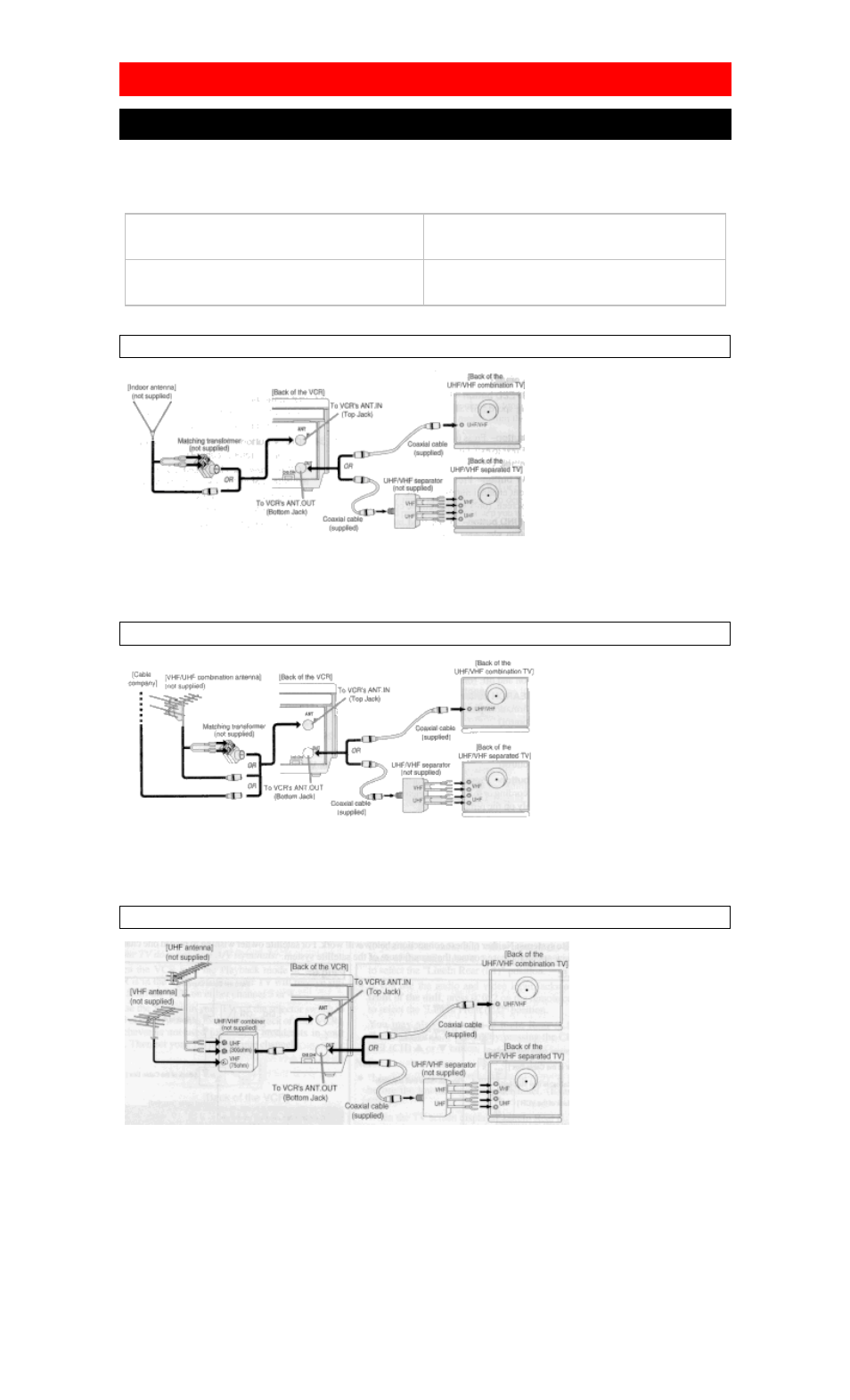 Preparation for use, Antenna/cable connections | Hitachi VT-MX4530A User Manual | Page 11 / 46