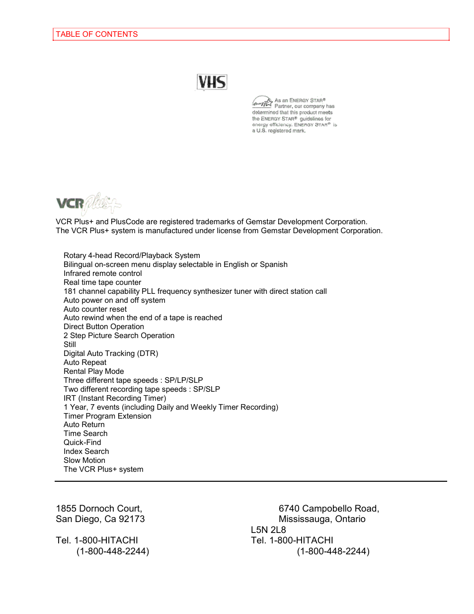 Hitachi VT-MX4430A User Manual | 68 pages