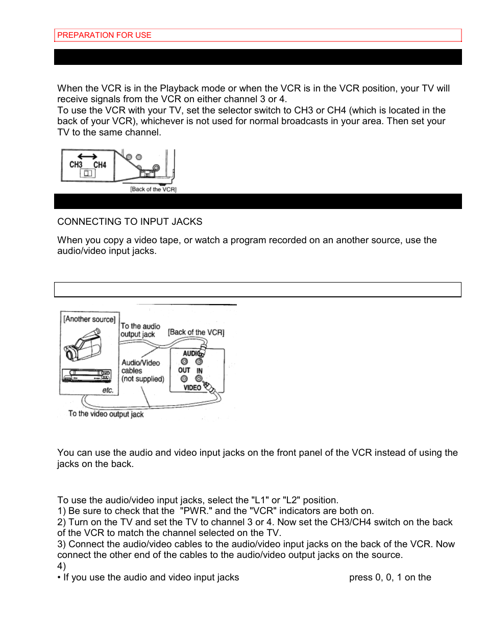 Setting the ch3/ch4 switch a/v terminals | Hitachi VT-MX4430A User Manual | Page 21 / 68