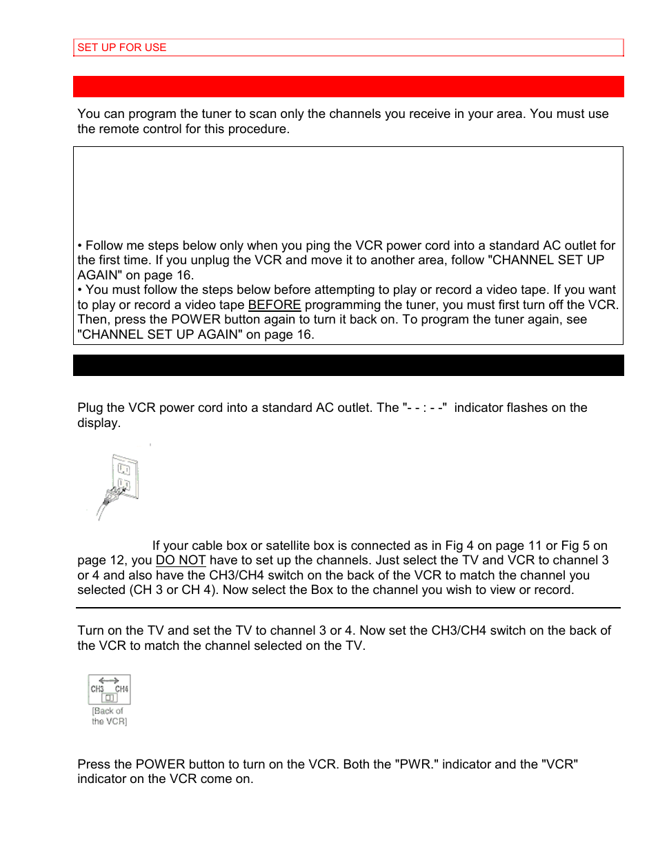 Set up for use, Channel set up (automatic) | Hitachi VT-MX4430A User Manual | Page 23 / 68