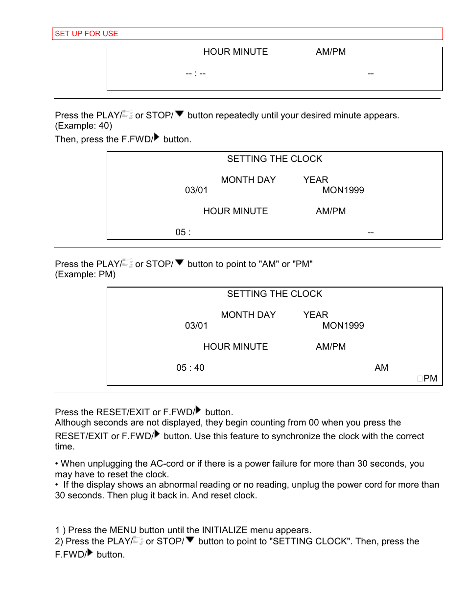 To change clock setting | Hitachi VT-MX4430A User Manual | Page 27 / 68