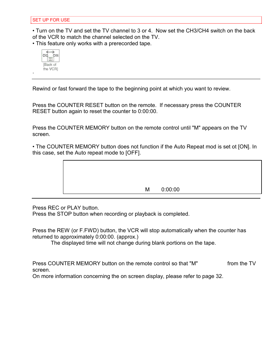 To exit the counter memory | Hitachi VT-MX4430A User Manual | Page 33 / 68