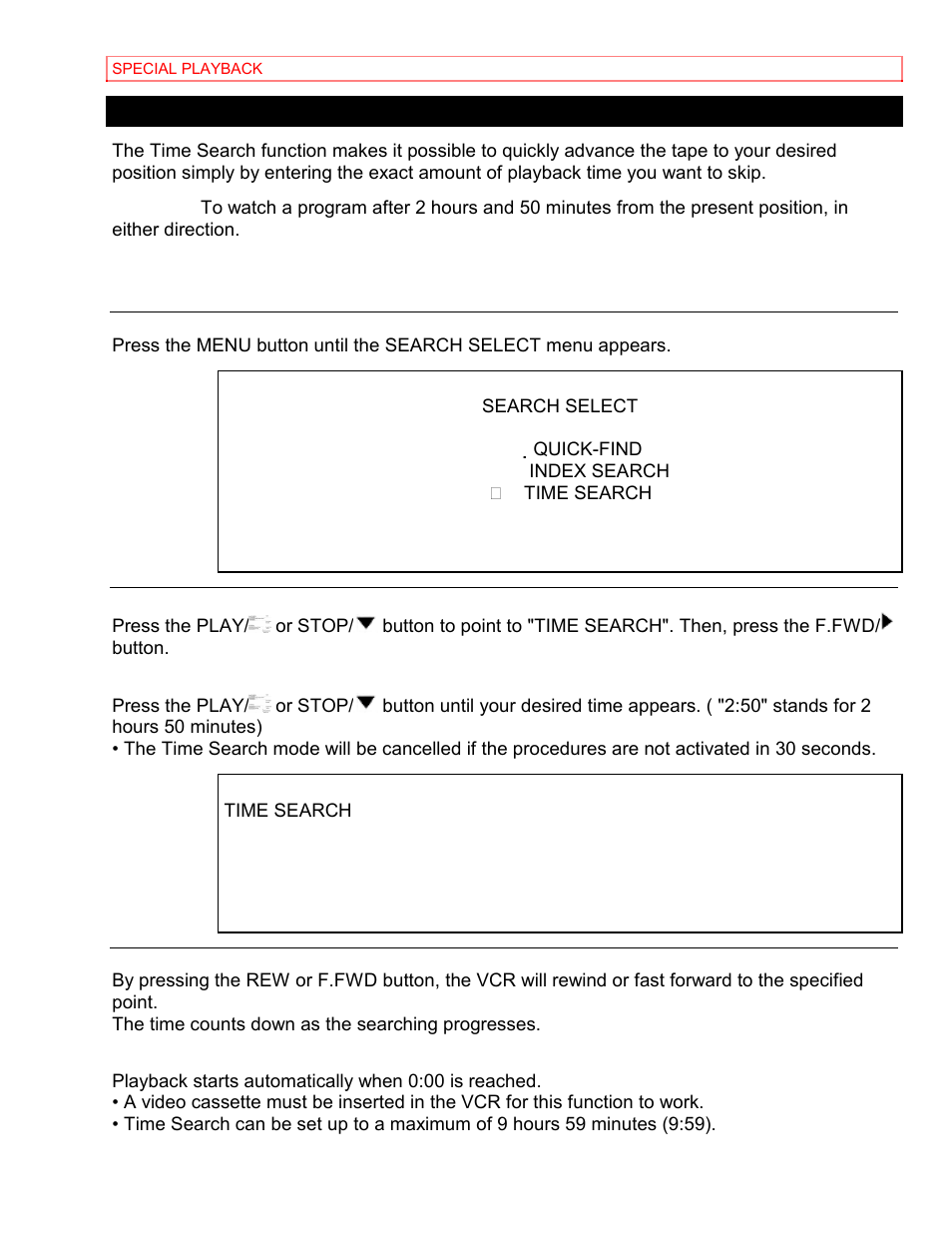 Time search | Hitachi VT-MX4430A User Manual | Page 38 / 68