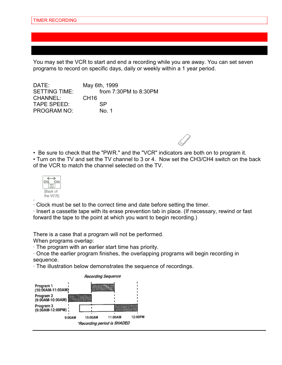 Timer recording, Automatic timer recording | Hitachi VT-MX4430A User Manual | Page 44 / 68