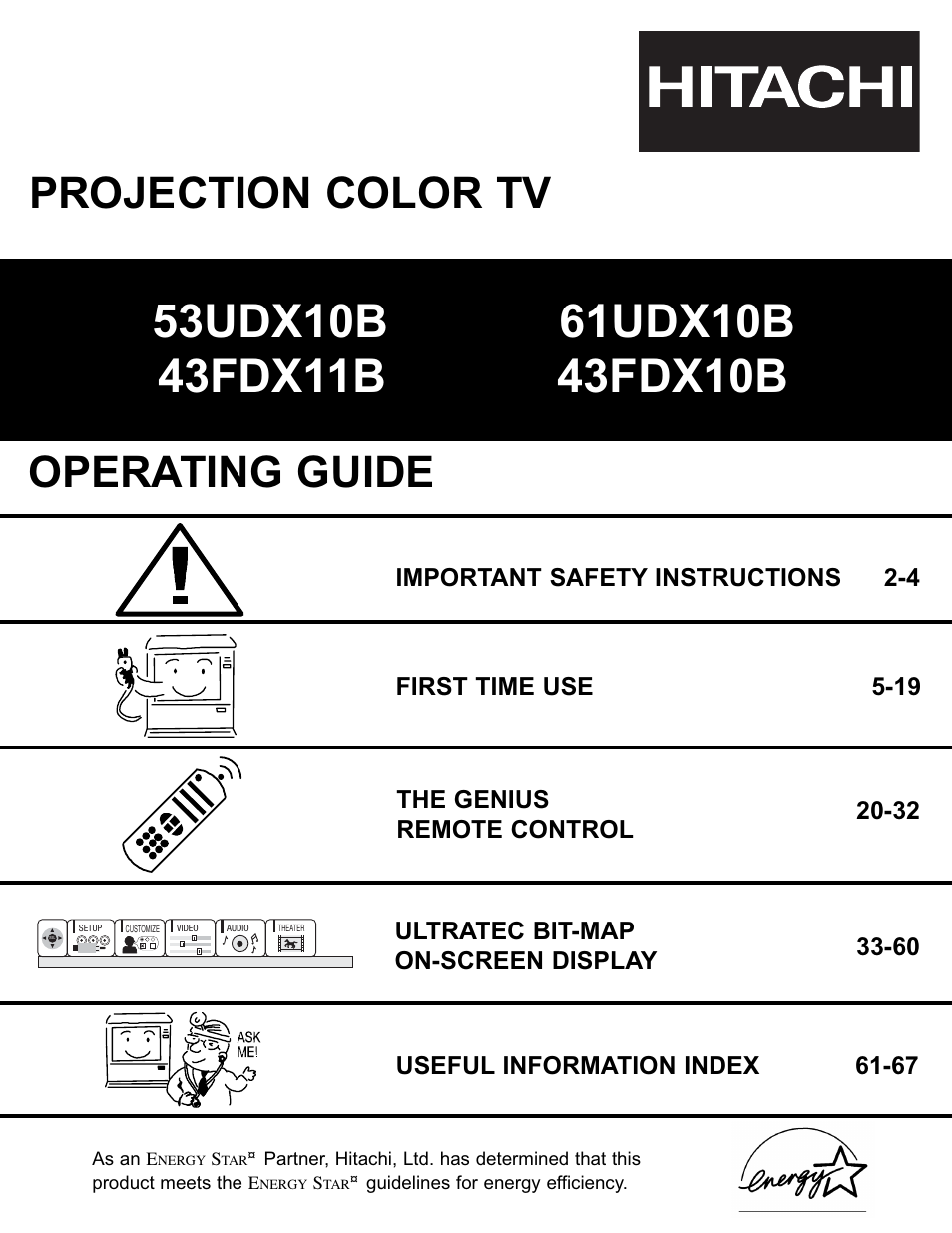 Hitachi 53UDX10B User Manual | 68 pages