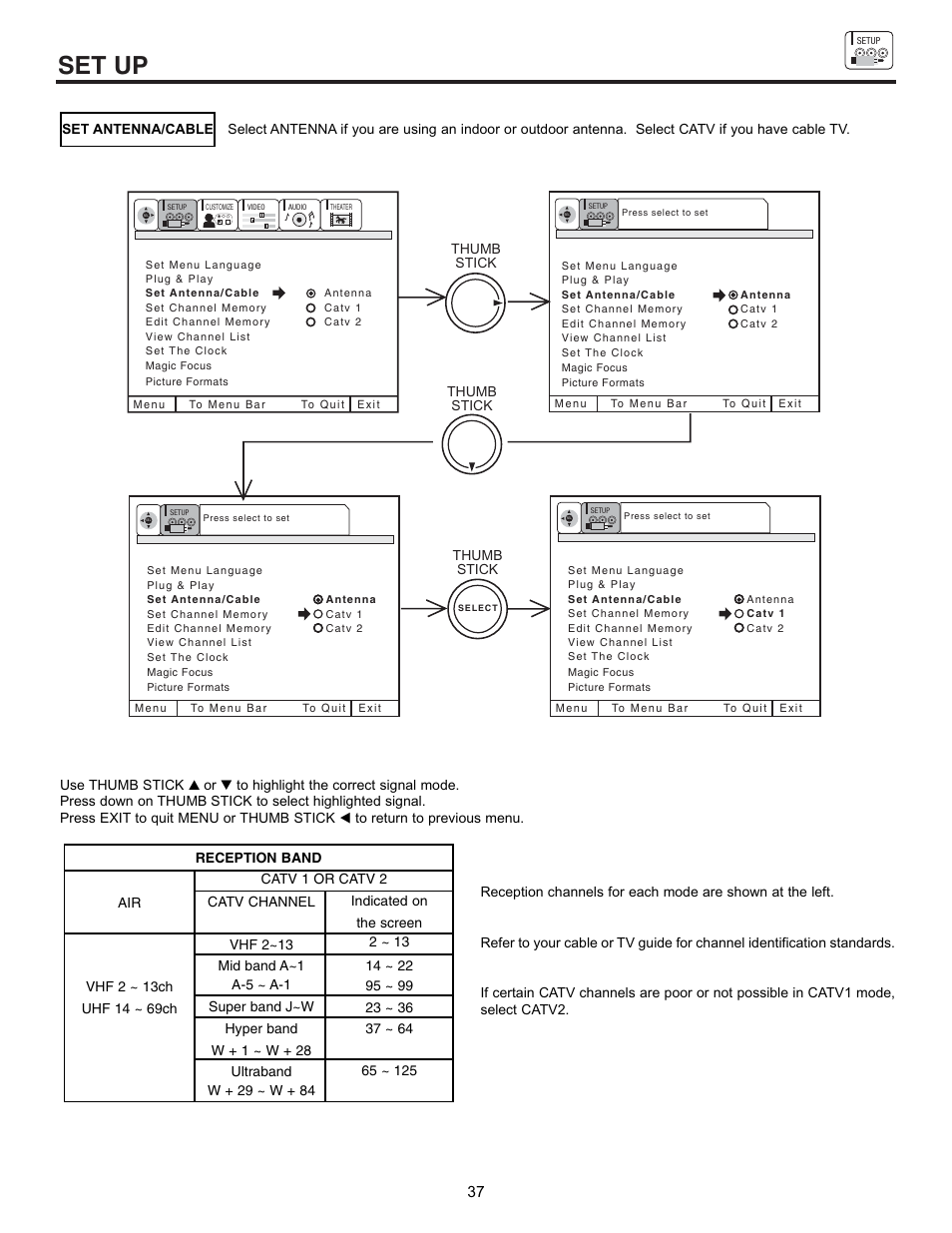 Set up | Hitachi 53UDX10B User Manual | Page 37 / 68