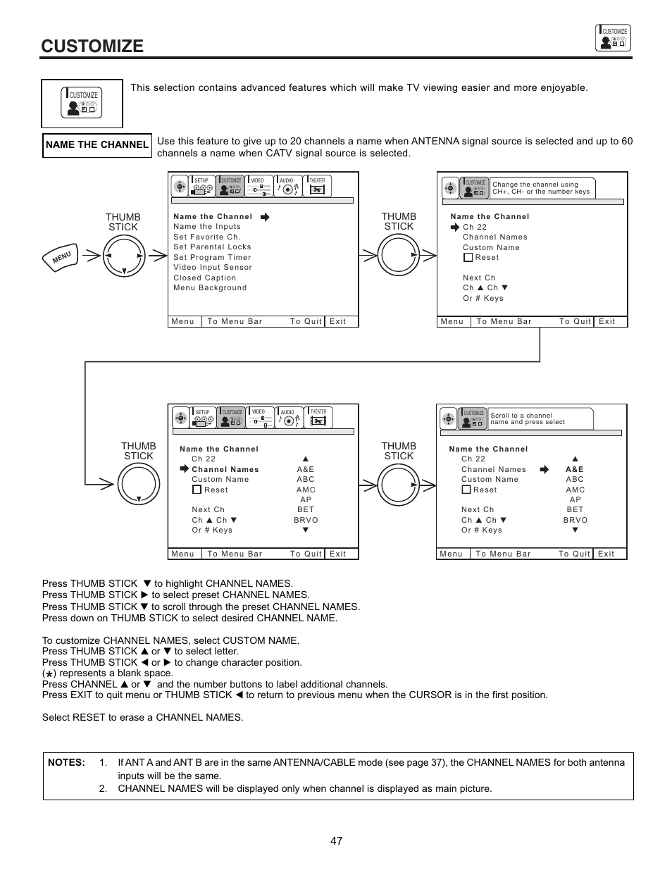 Customize | Hitachi 53UDX10B User Manual | Page 47 / 68