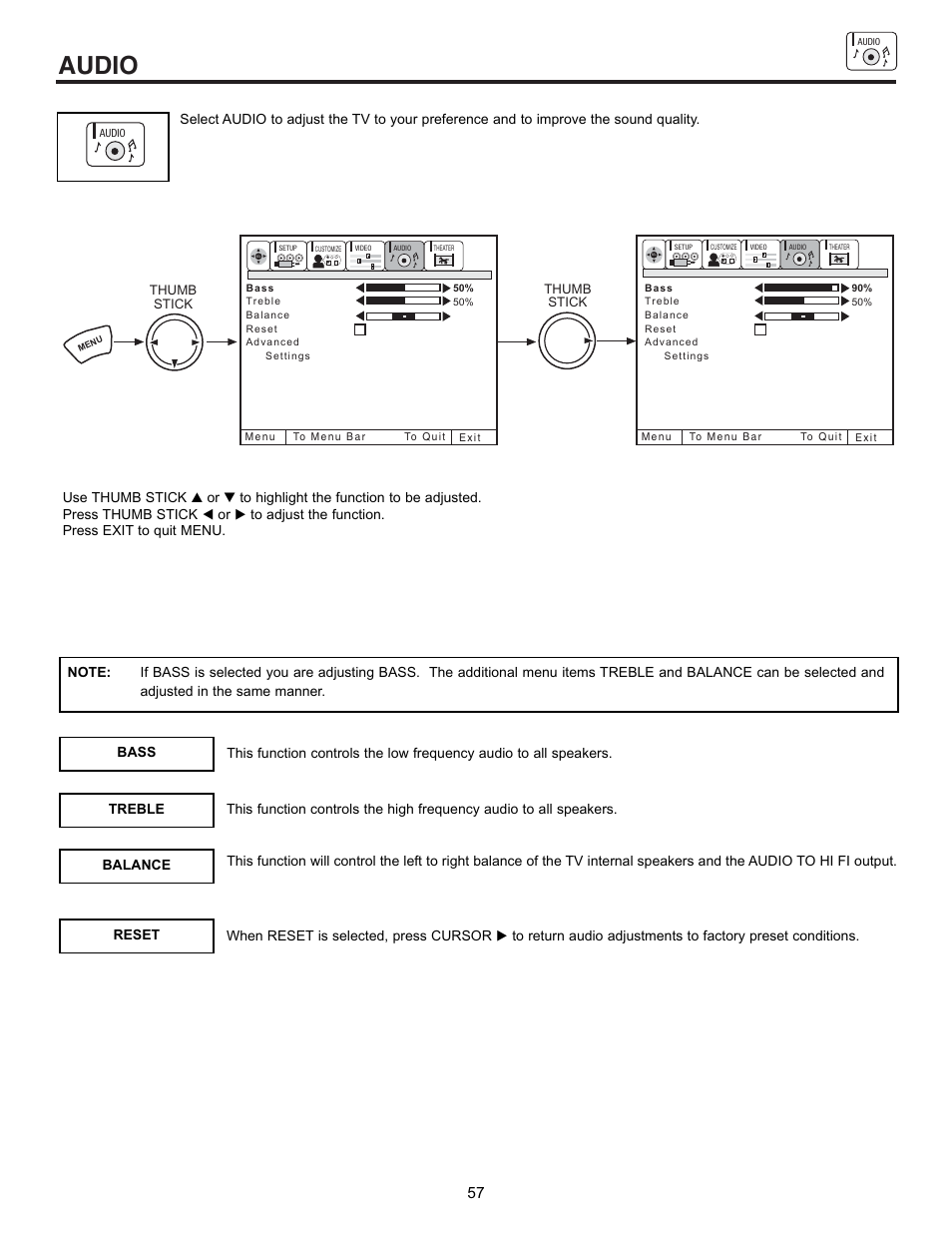 Audio | Hitachi 53UDX10B User Manual | Page 57 / 68