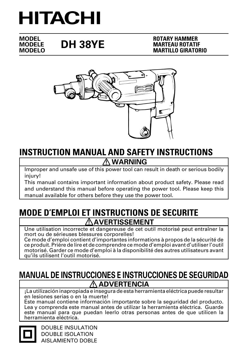 Hitachi DH 38YE User Manual | 64 pages
