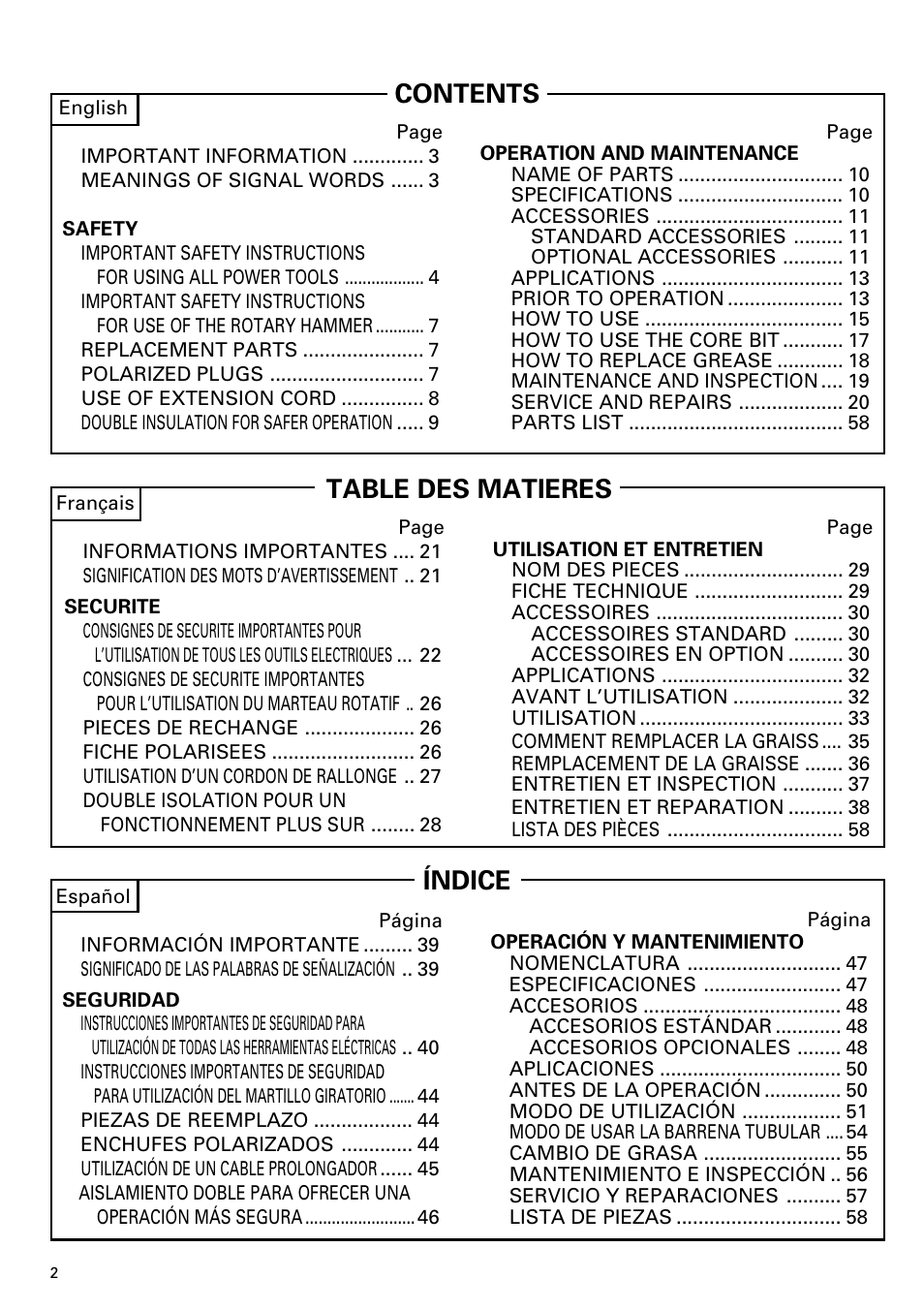 Hitachi DH 38YE User Manual | Page 2 / 64