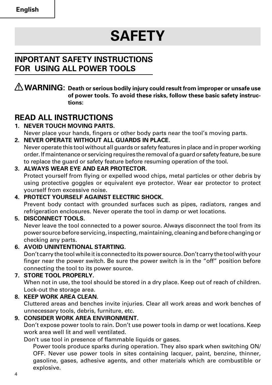 Safety, Read all instructions | Hitachi DH 38YE User Manual | Page 4 / 64