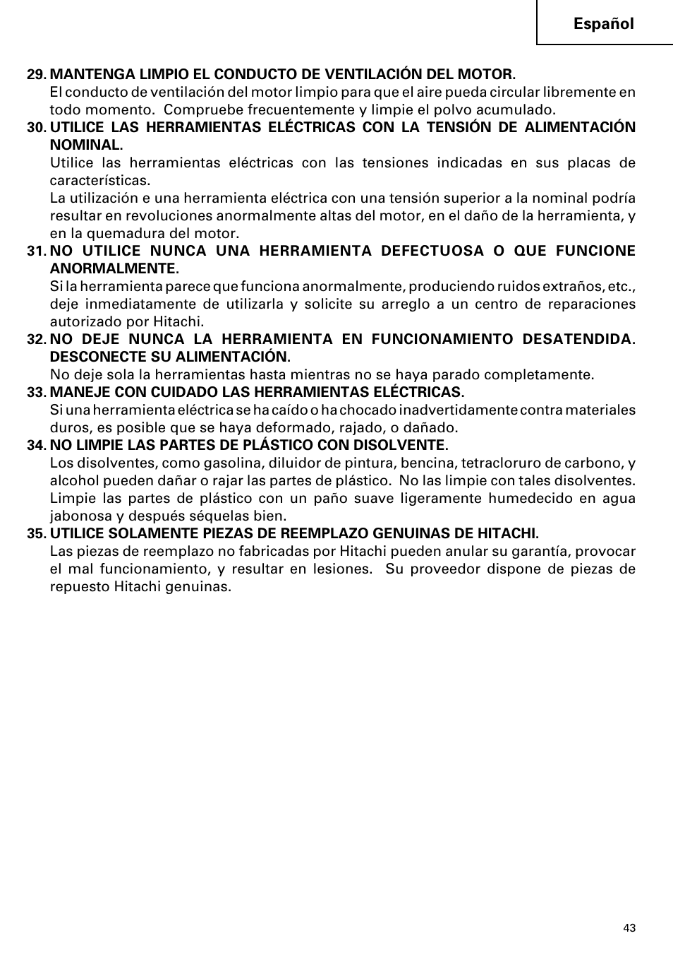 Hitachi DH 38YE User Manual | Page 43 / 64