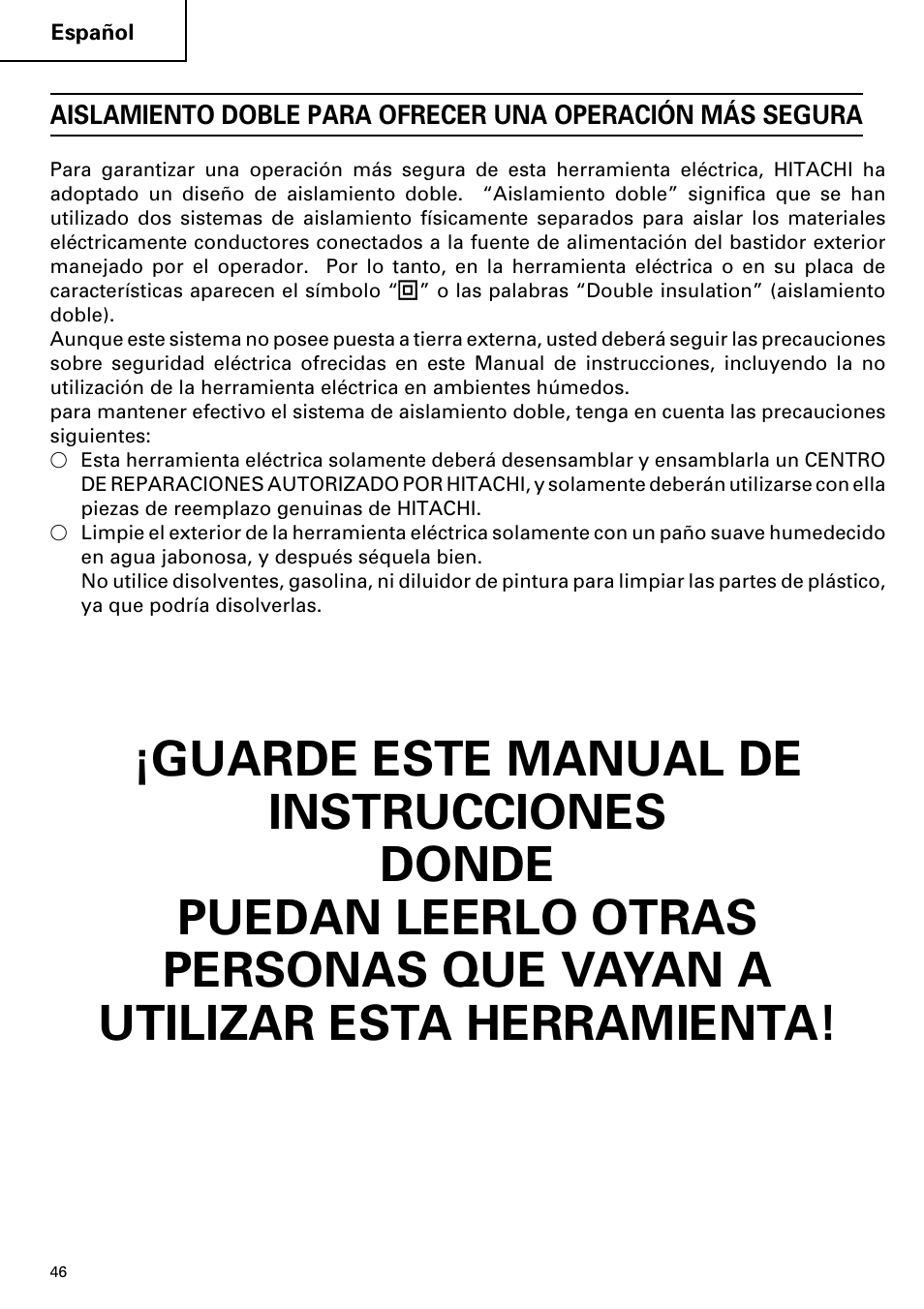 Hitachi DH 38YE User Manual | Page 46 / 64