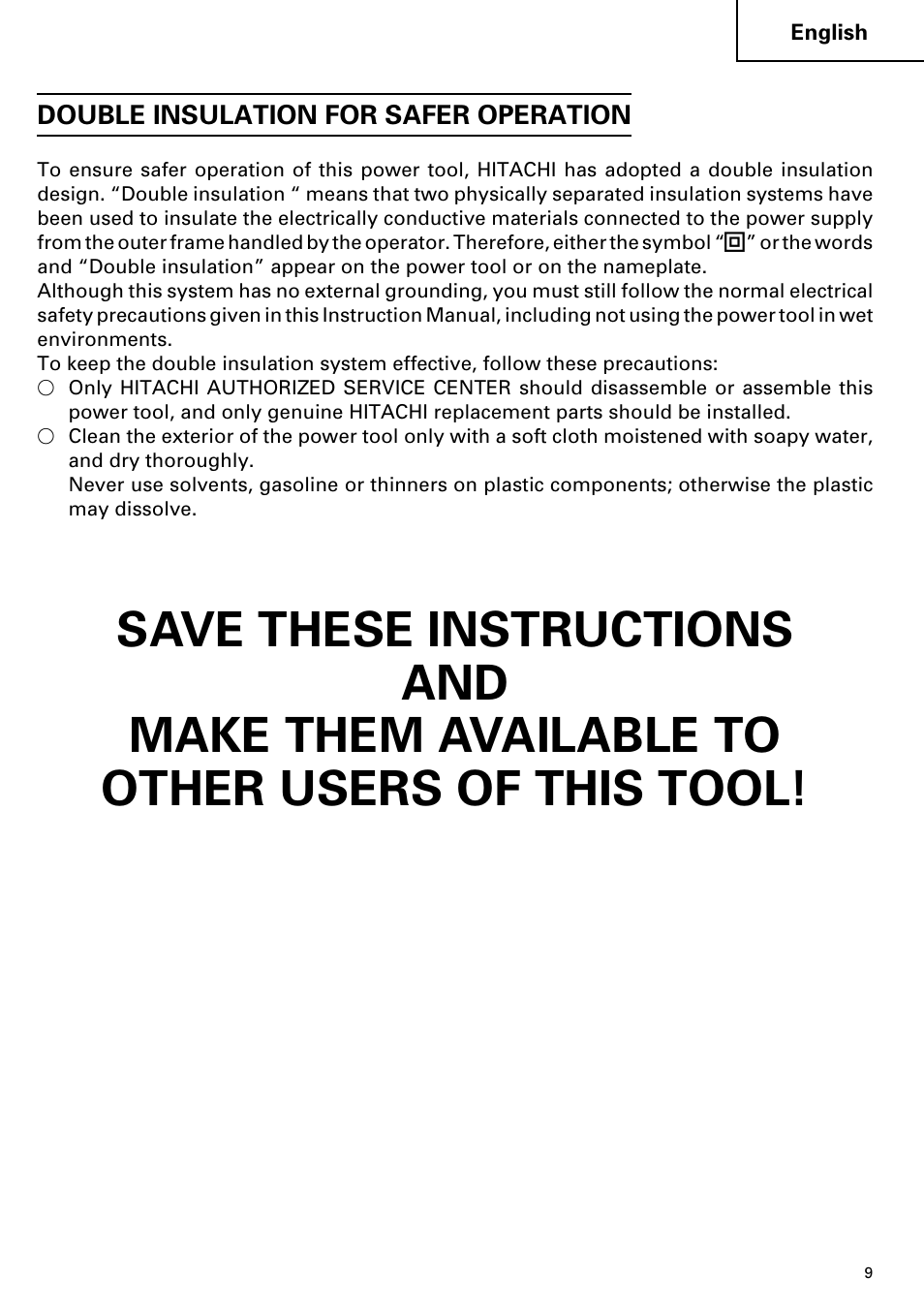 Hitachi DH 38YE User Manual | Page 9 / 64