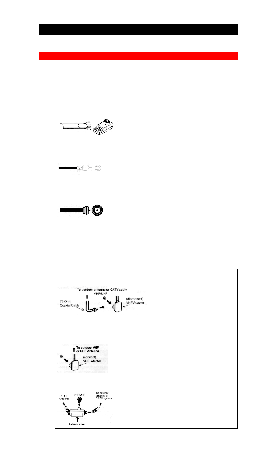 Hook-up cables and connectors, Antenna connections | Hitachi 20VR4B User Manual | Page 10 / 46