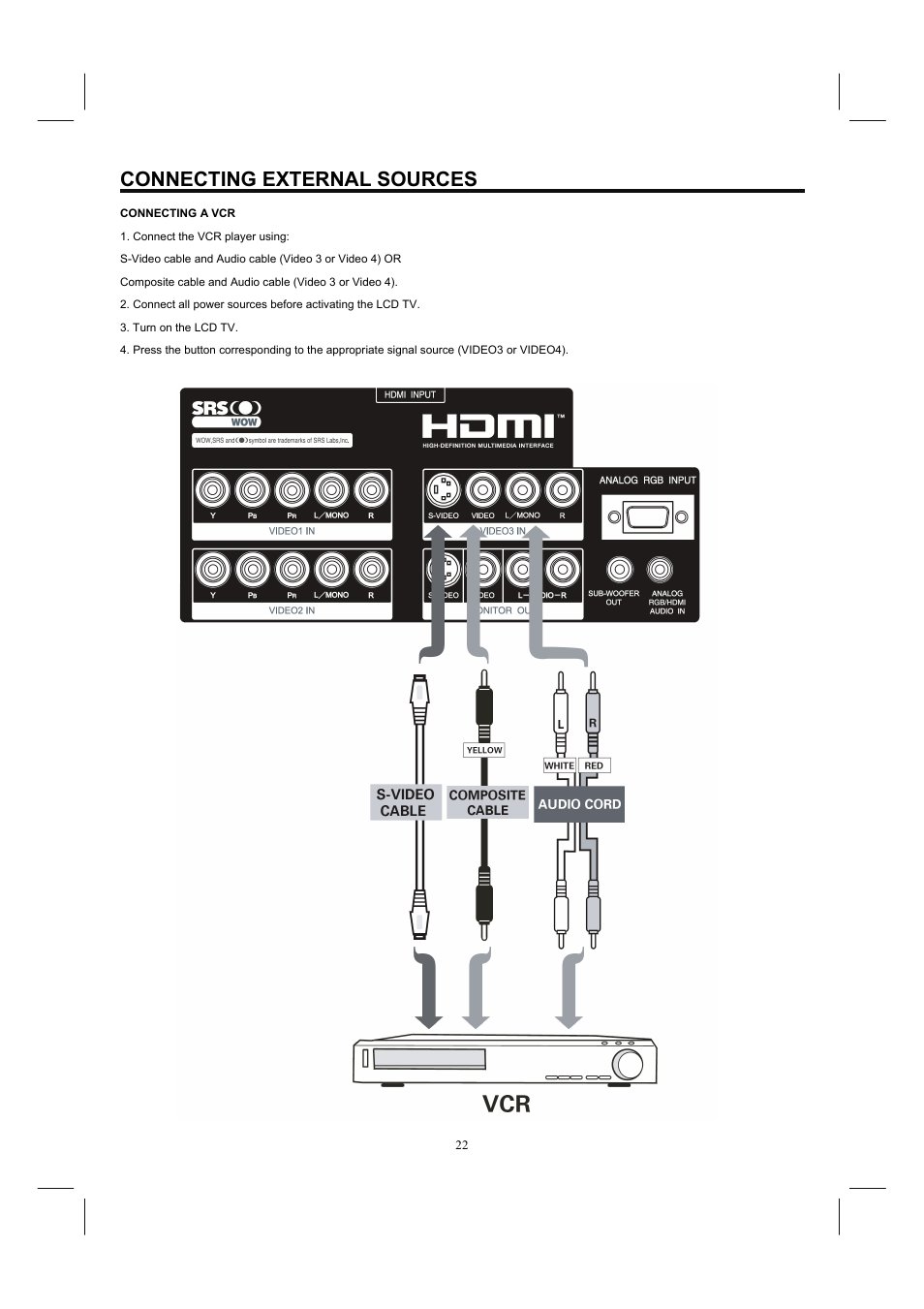 Connecting external sources | Hitachi 37HDL52A User Manual | Page 23 / 53