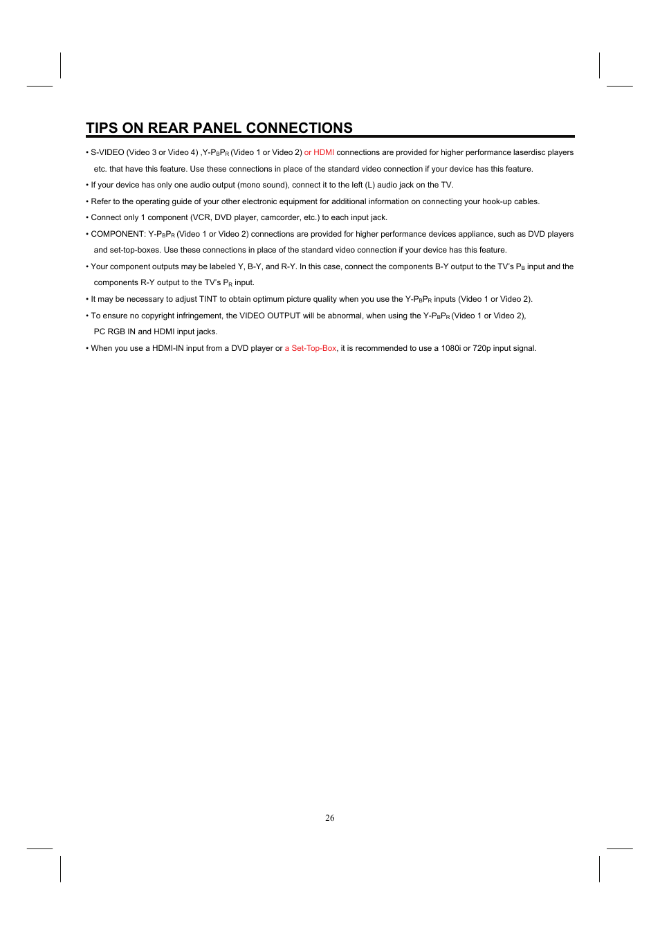 Tips on rear panel connections | Hitachi 37HDL52A User Manual | Page 27 / 53