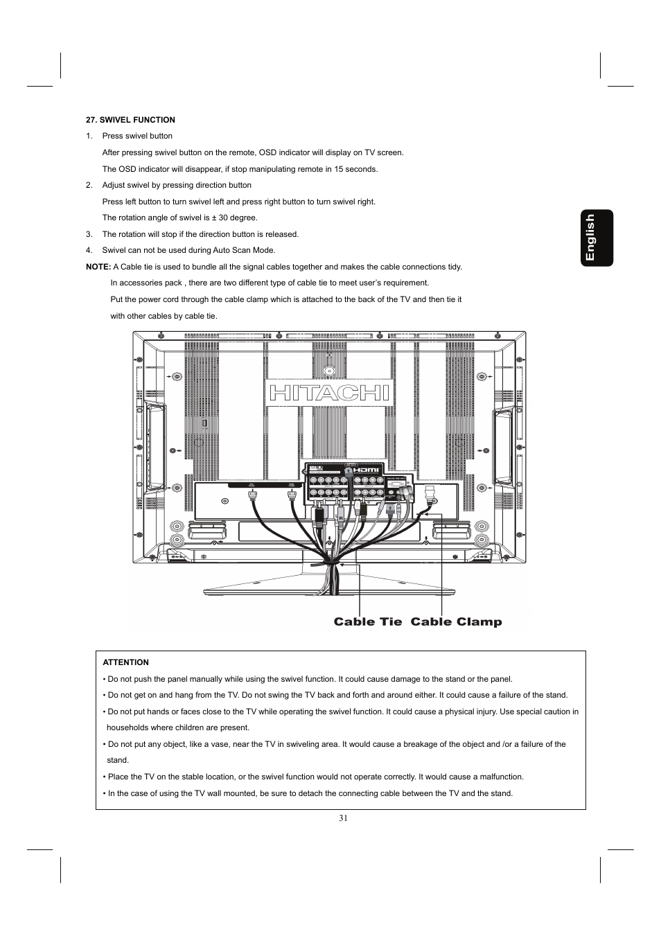 English | Hitachi 37HDL52A User Manual | Page 32 / 53