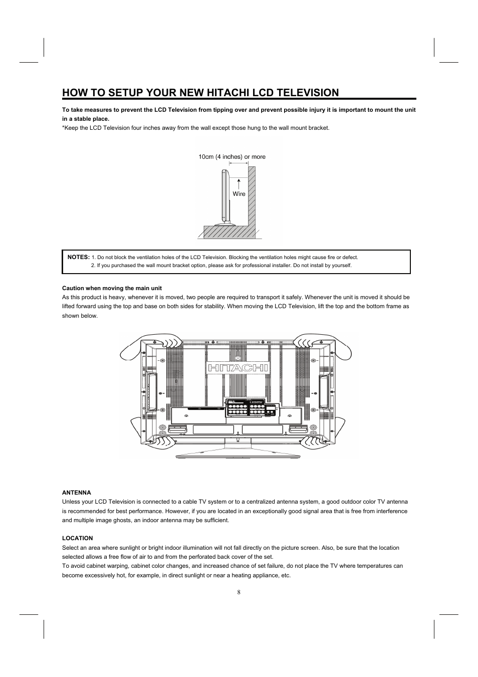 How to setup your new hitachi lcd television | Hitachi 37HDL52A User Manual | Page 9 / 53