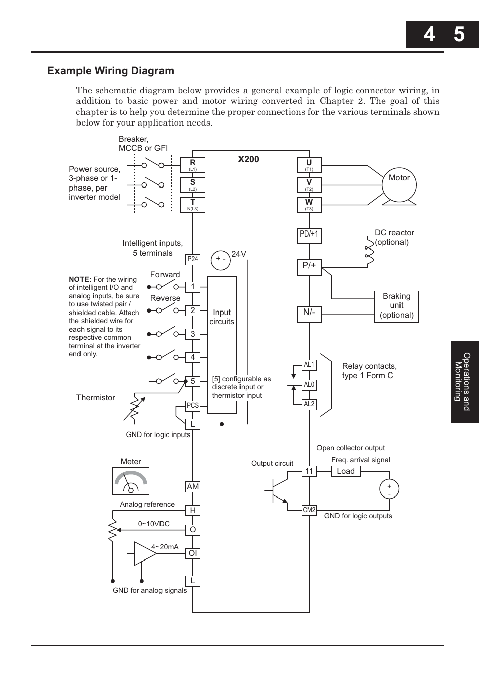 Example wiring diagram | Hitachi CONVENTION 14 User Manual | Page 154 / 305