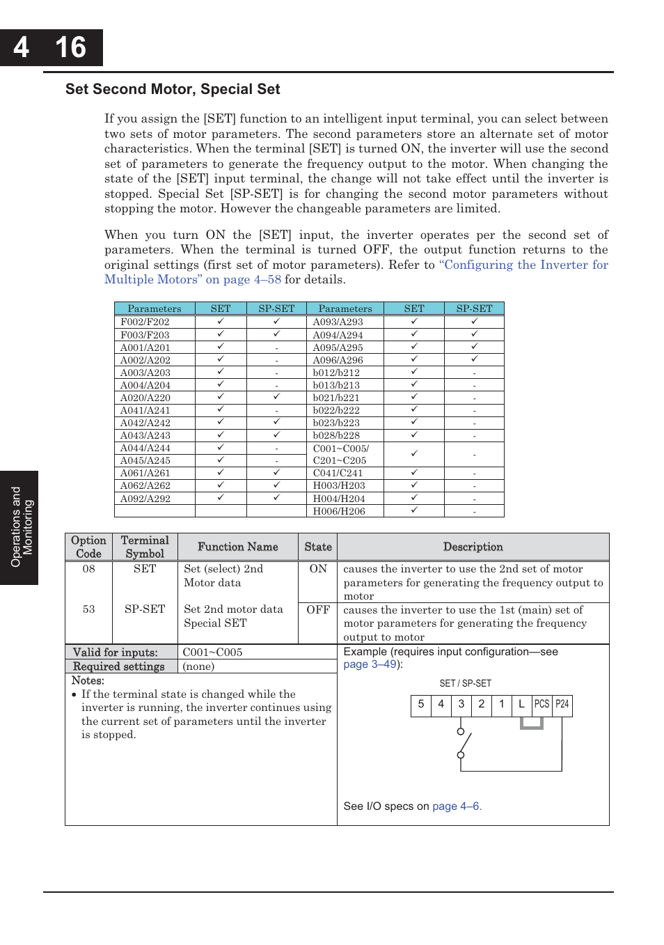 Set second motor, special set | Hitachi CONVENTION 14 User Manual | Page 165 / 305