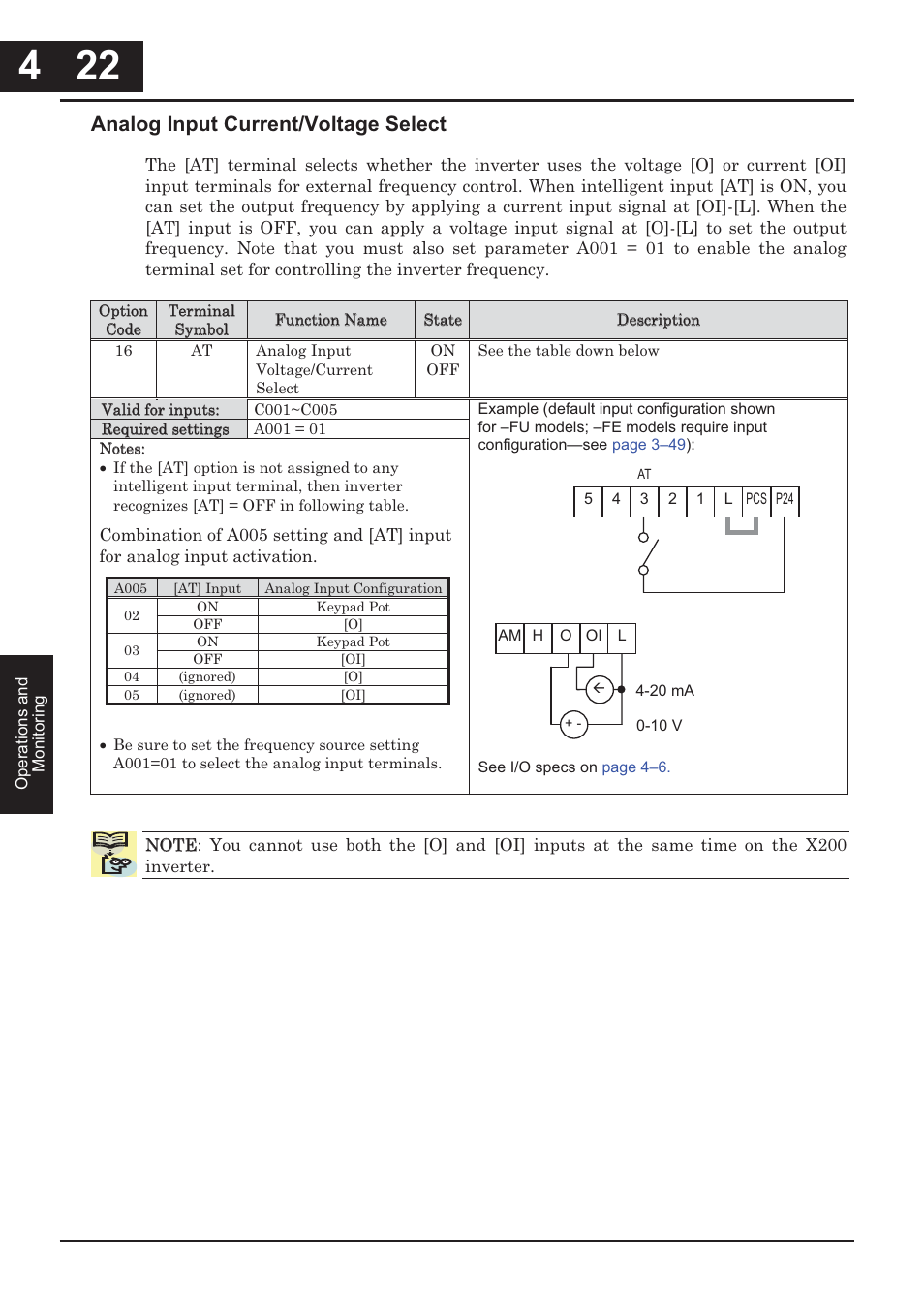 Analog input current/voltage select | Hitachi CONVENTION 14 User Manual | Page 171 / 305
