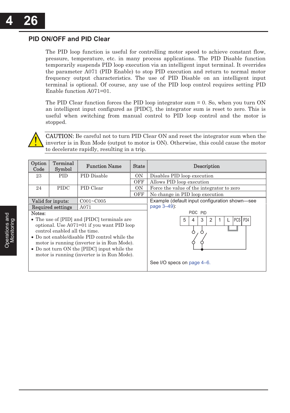 Pid on/off and pid clear | Hitachi CONVENTION 14 User Manual | Page 175 / 305