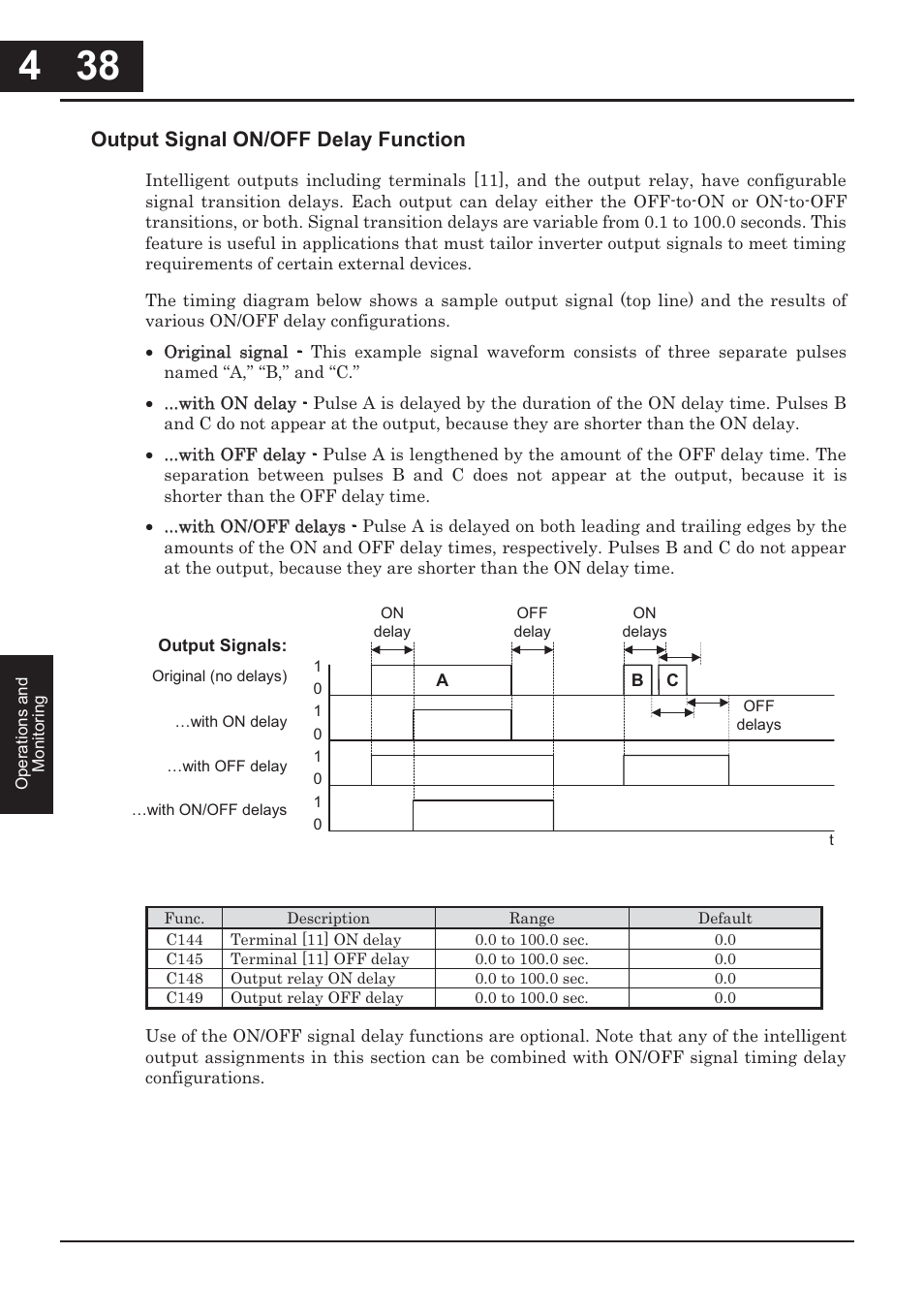 Output signal on/off delay function | Hitachi CONVENTION 14 User Manual | Page 187 / 305