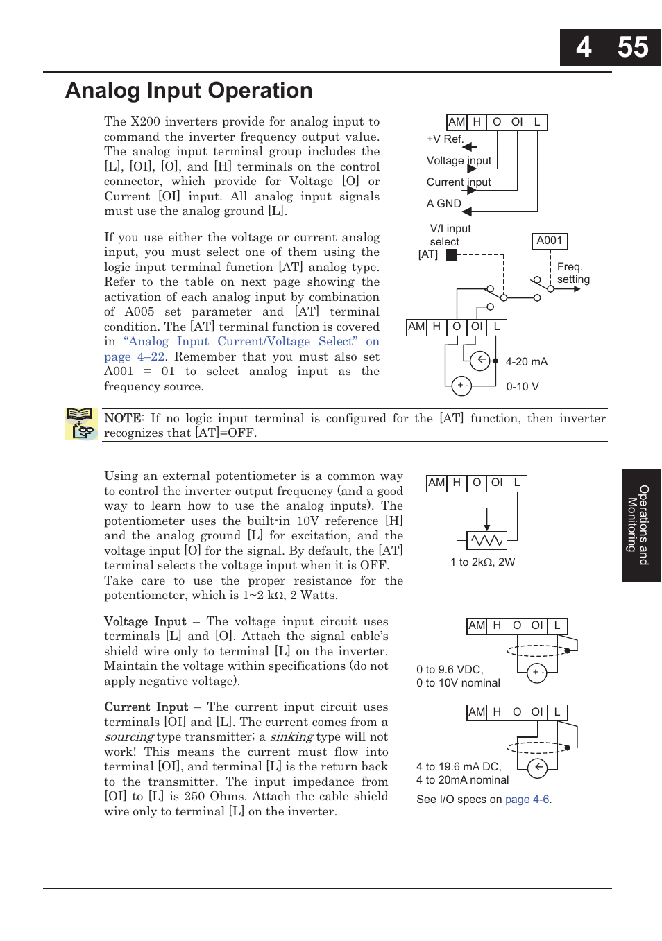 Analog input operation -55, Analog input operation | Hitachi CONVENTION 14 User Manual | Page 204 / 305