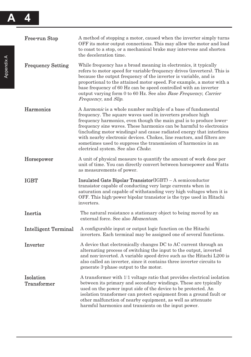 A 4 | Hitachi CONVENTION 14 User Manual | Page 239 / 305