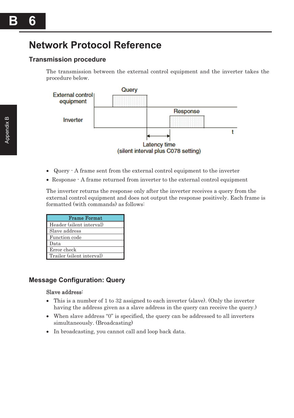 Network protocol reference, B 6 | Hitachi CONVENTION 14 User Manual | Page 249 / 305