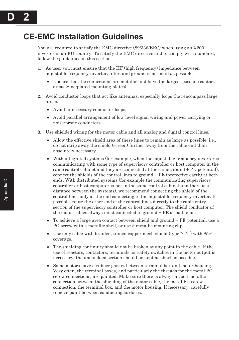 Ce-emc installation guidelines, D 2 | Hitachi CONVENTION 14 User Manual | Page 295 / 305