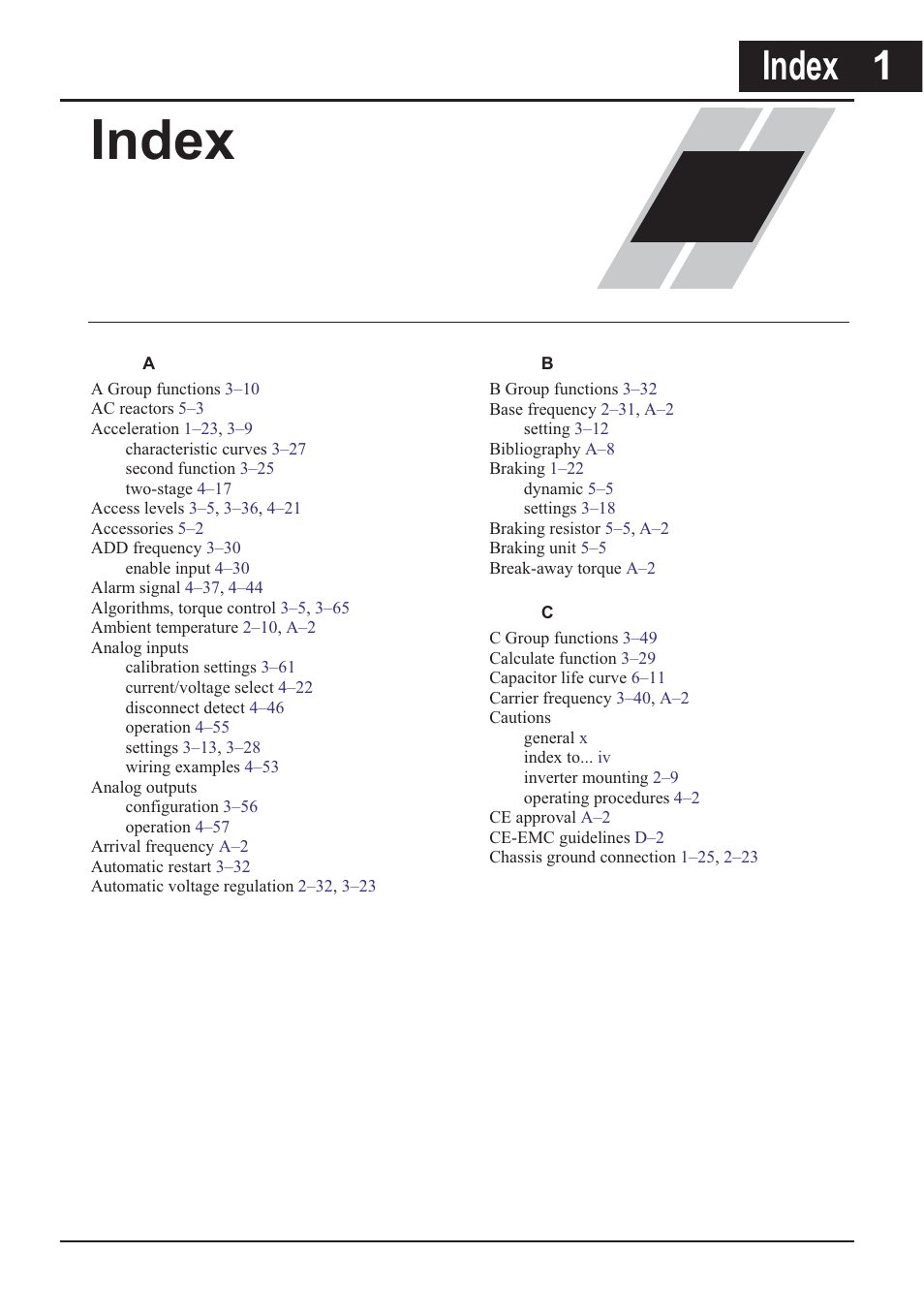 Index, Index 1 | Hitachi CONVENTION 14 User Manual | Page 300 / 305