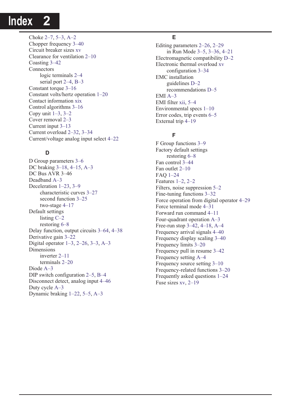 Index 2, Index  2 | Hitachi CONVENTION 14 User Manual | Page 301 / 305
