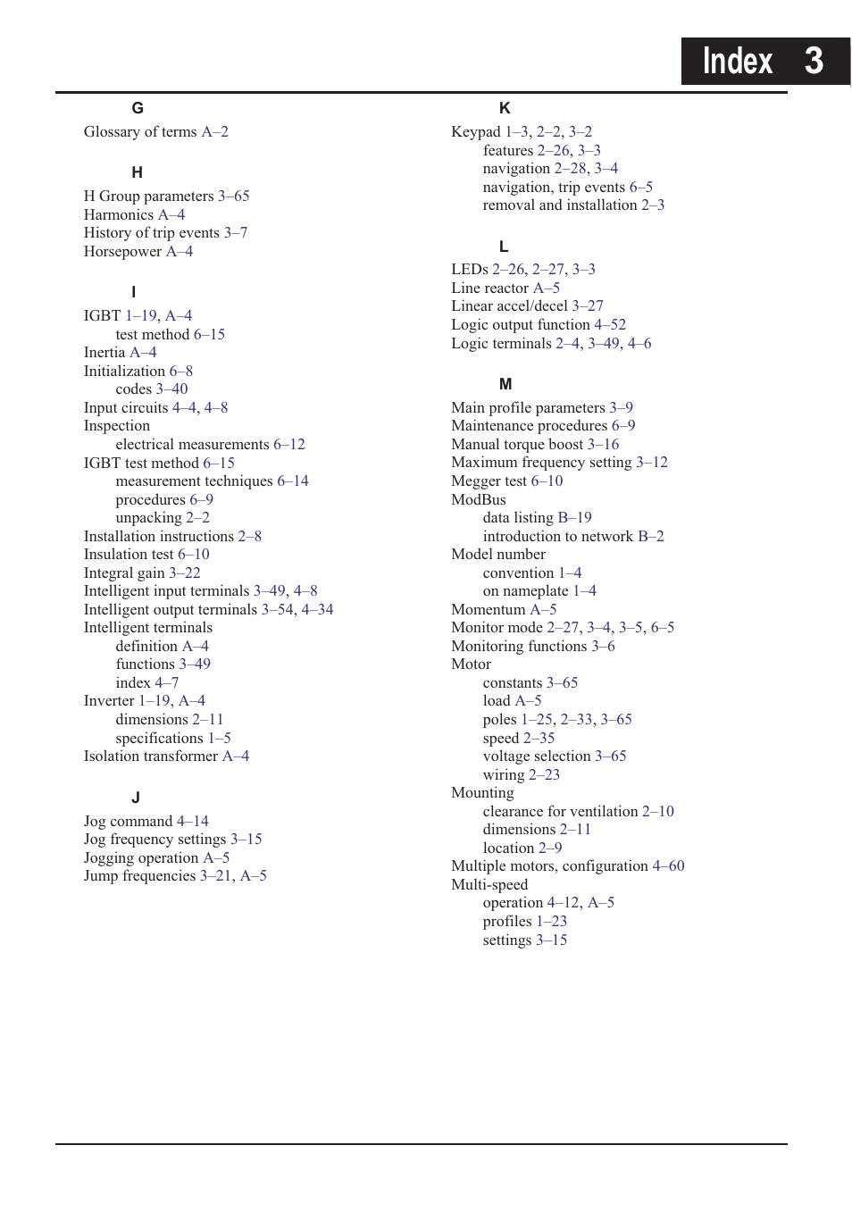 Index 3, Index  3 | Hitachi CONVENTION 14 User Manual | Page 302 / 305