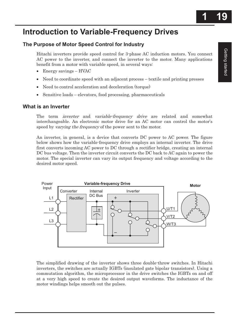 Introduction to variable-frequency drives -19, Introduction to variable-frequency drives | Hitachi CONVENTION 14 User Manual | Page 40 / 305