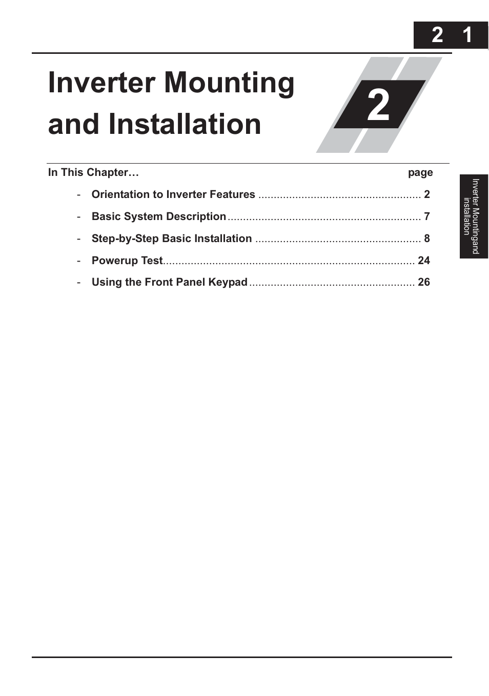 Chapter 2: inverter mounting and installation, Inverter mounting and installation | Hitachi CONVENTION 14 User Manual | Page 48 / 305