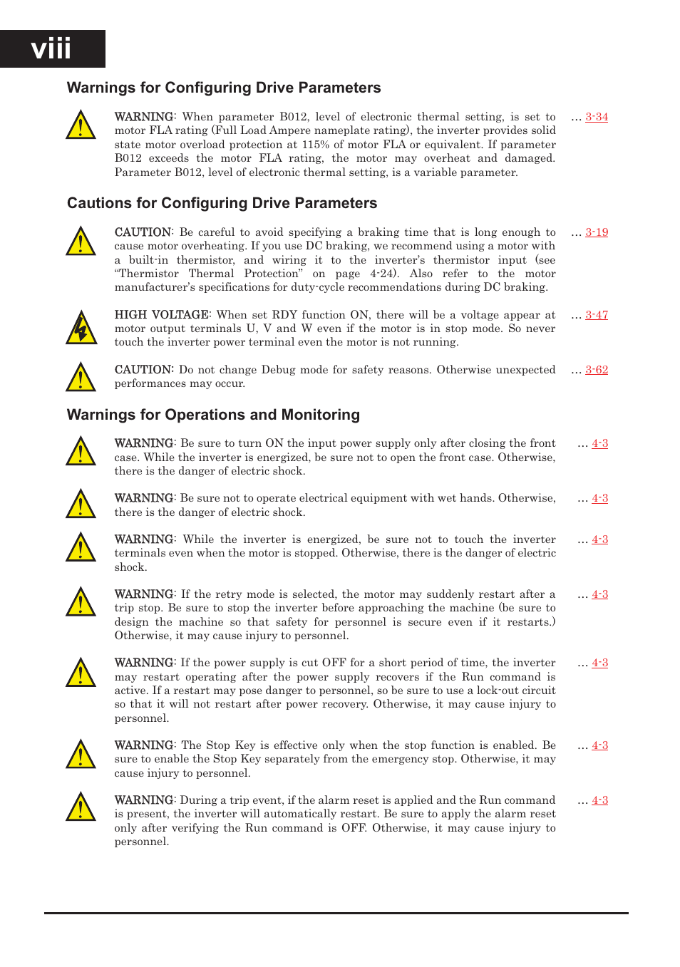 Viii | Hitachi CONVENTION 14 User Manual | Page 9 / 305