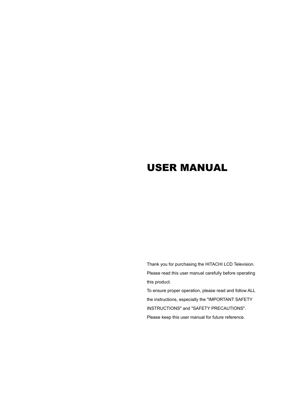 User manual | Hitachi L37A01A User Manual | Page 2 / 49