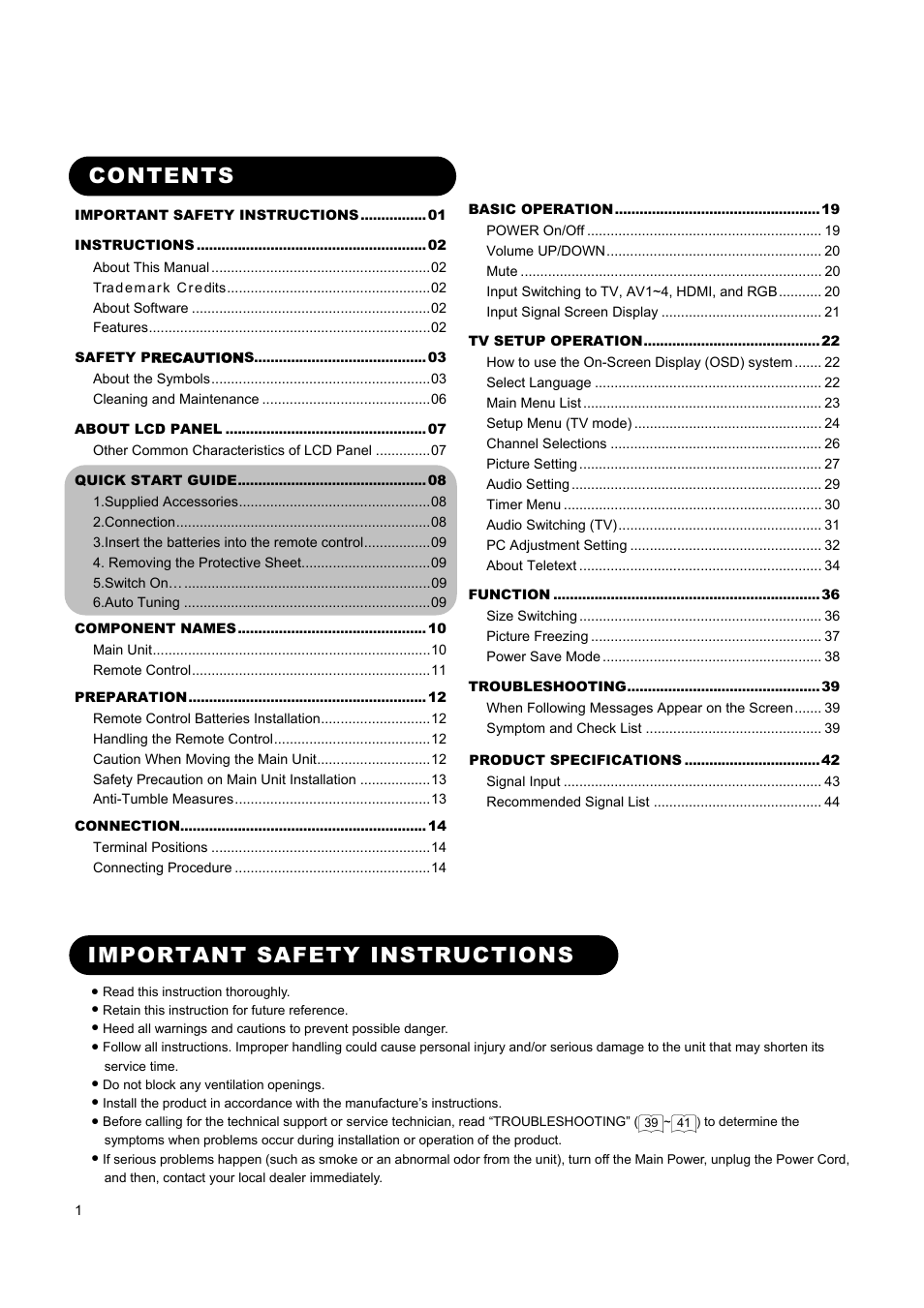 Hitachi L37A01A User Manual | Page 3 / 49