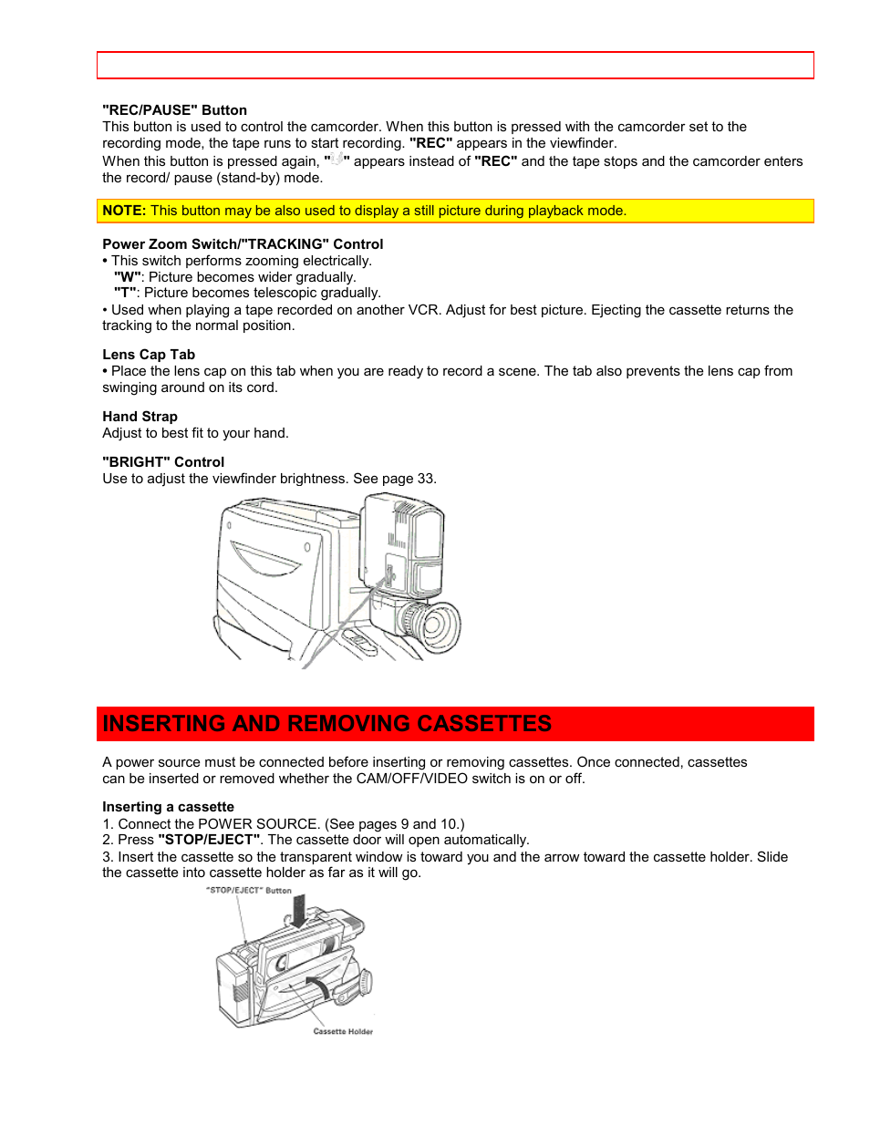 Inserting and removing cassettes | Hitachi VTFX-6400A User Manual | Page 15 / 39
