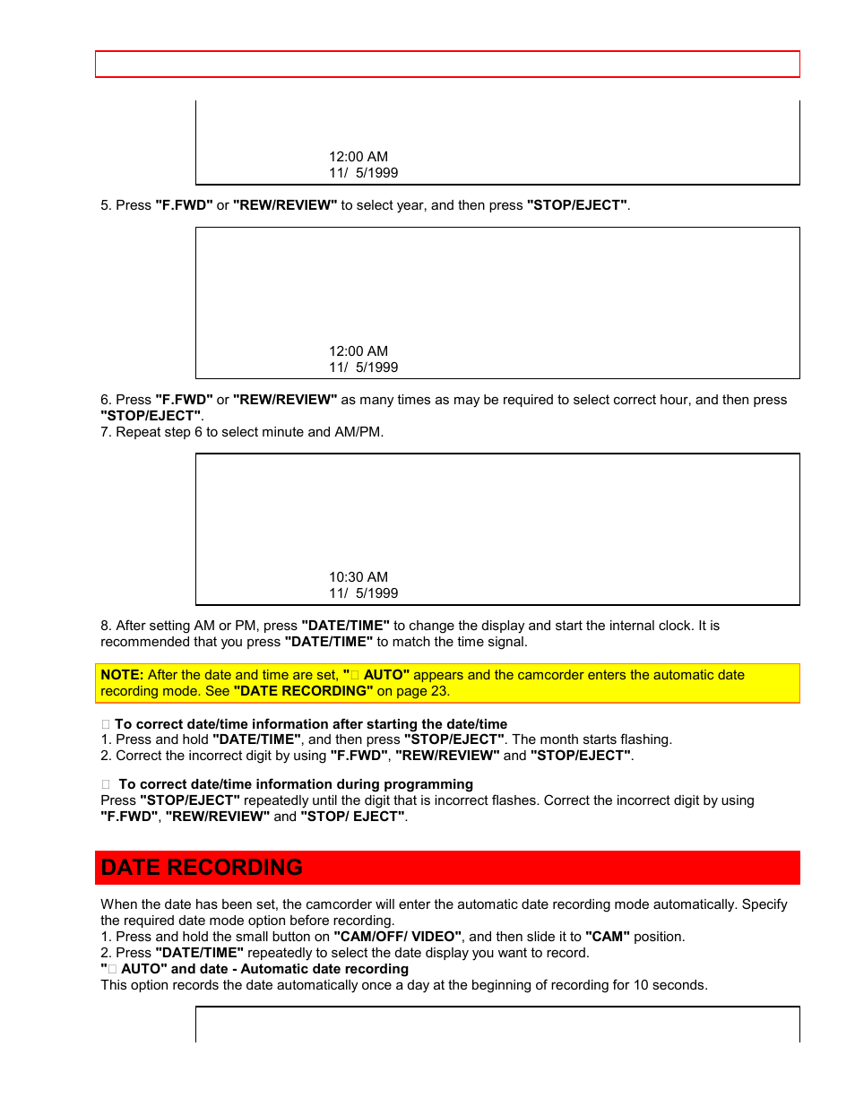 Date recording | Hitachi VTFX-6400A User Manual | Page 20 / 39