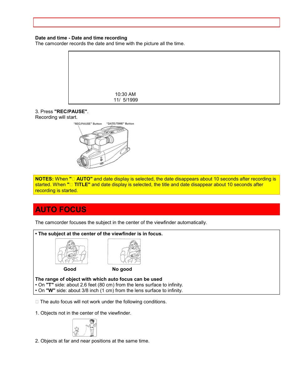 Auto focus | Hitachi VTFX-6400A User Manual | Page 22 / 39