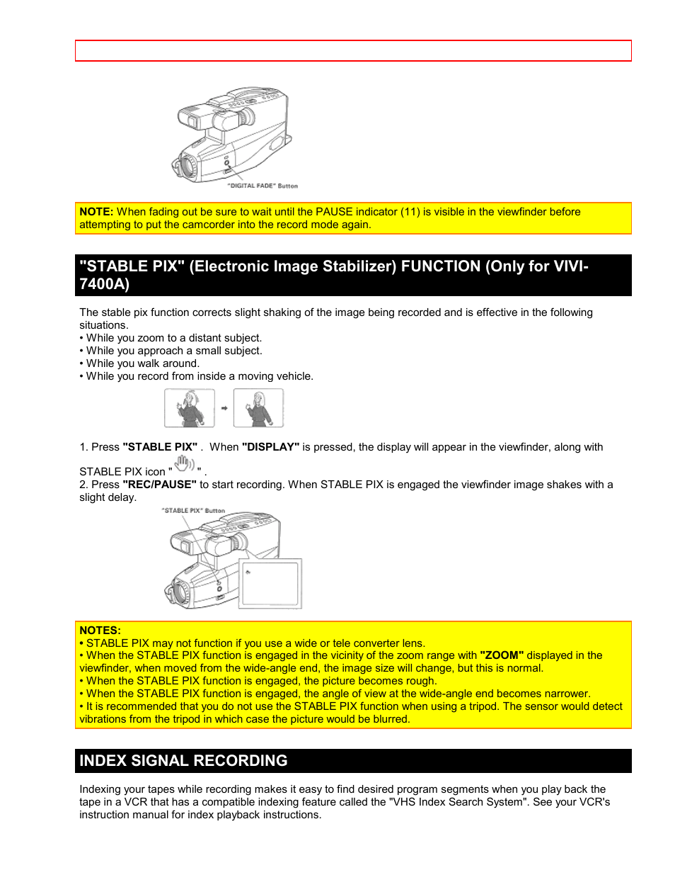 Index signal recording | Hitachi VTFX-6400A User Manual | Page 28 / 39