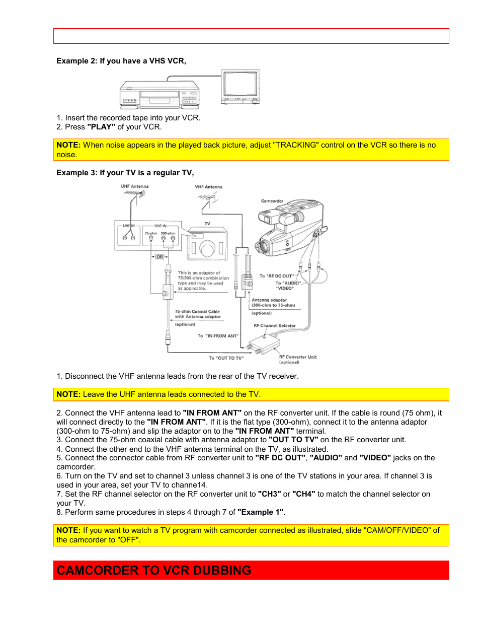 Camcorder to vcr dubbing | Hitachi VTFX-6400A User Manual | Page 32 / 39